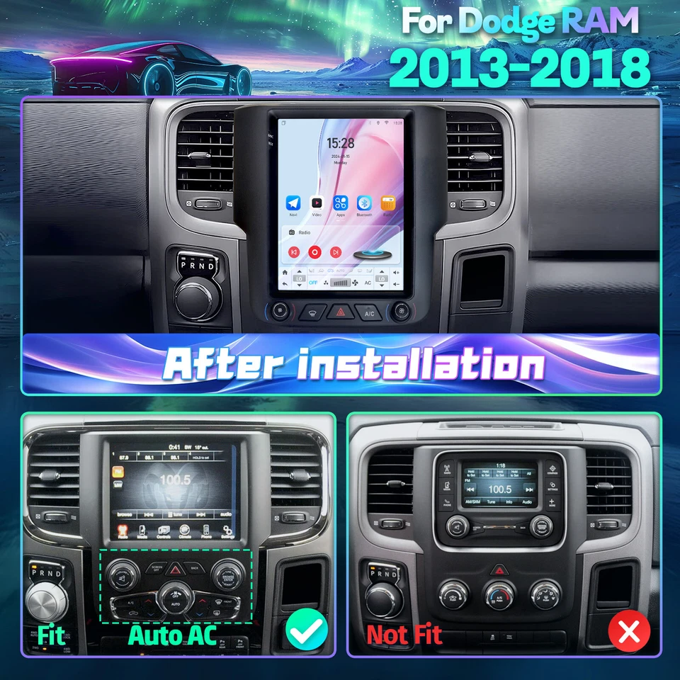 Tesla Screen Car Radio Android For Dodge RAM 1500 2500 2014 2015 2016 2017 2018 Foto 3 de 4