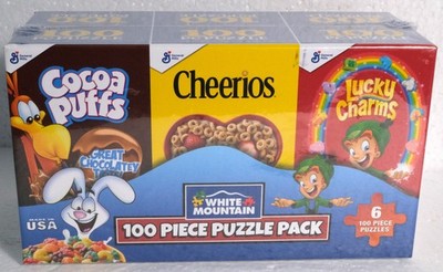 White Mountain Cereal Puzzles - 6 100 Piece - Cocoa Puffs Cheerios Trix