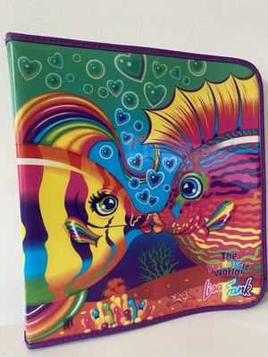 Vintage Lisa Frank Kissing Fish Zipper Puffy 3 Ring Binder Y2K 90s Rare