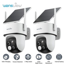 2 Pack Wansview Wireless Dual-Cam Solar Security Camera 360 PTZ Human Detection
