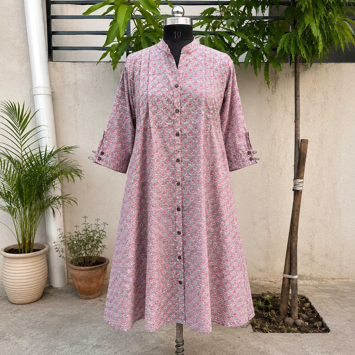 strapless cream dress Charli Sizes_Regular The hips are subtly Edwardian Pink Cotton Tea Length:32