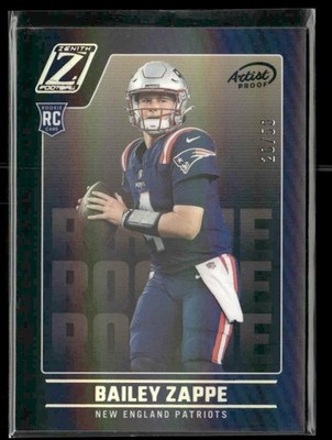 2022 Zenith #129 Bailey Zappe RC Artist Proof Silver #/50