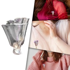 Vase Brooch Wearable Flower Bouquet Clip Lapel Pin Clothing Accessories