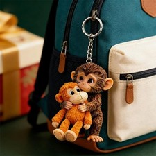 3D Punch the Monkey Keychain Plush Toy Bag Charm Cute Ape Backpack Accessory Gi