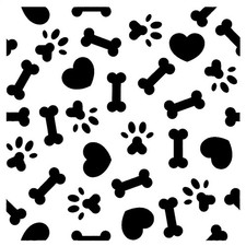 Really Great Stencils, Dog Paws  Bones Stencil, 6x6", Dogs, Pawprints, Hearts