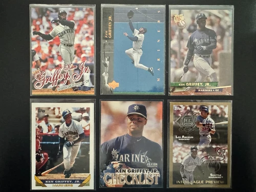 KEN GRIFFEY JR Vintage 1990's Lot of 6 MLB cards Seattle Mariners HOF! 1327