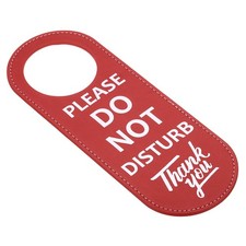 Do Non Disturb Hanging Sign Holder, 1pc PU Leather Double Sided, Red