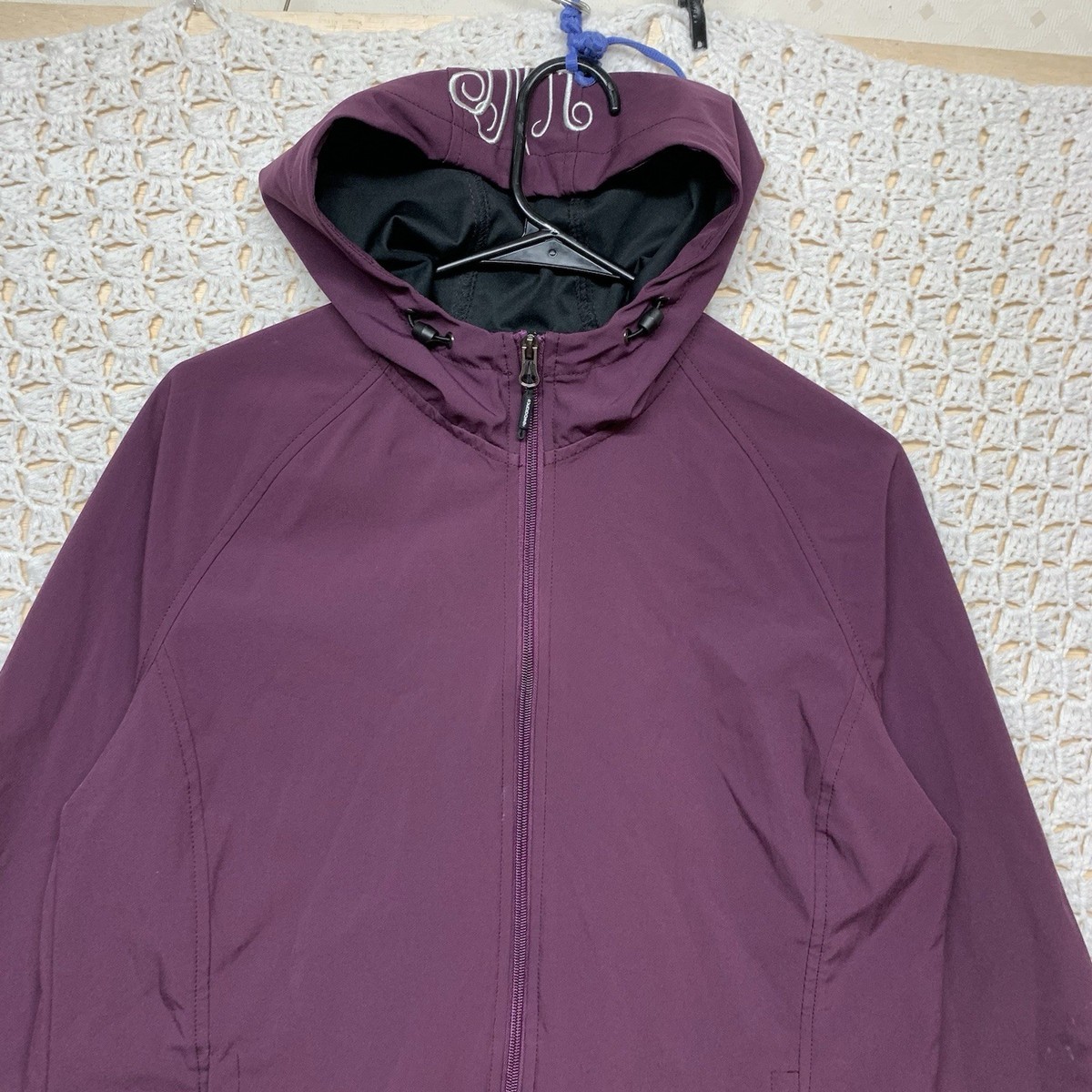 New Balance Hooded Windbreaker Jacket Women's Sz L Purple Full Zip