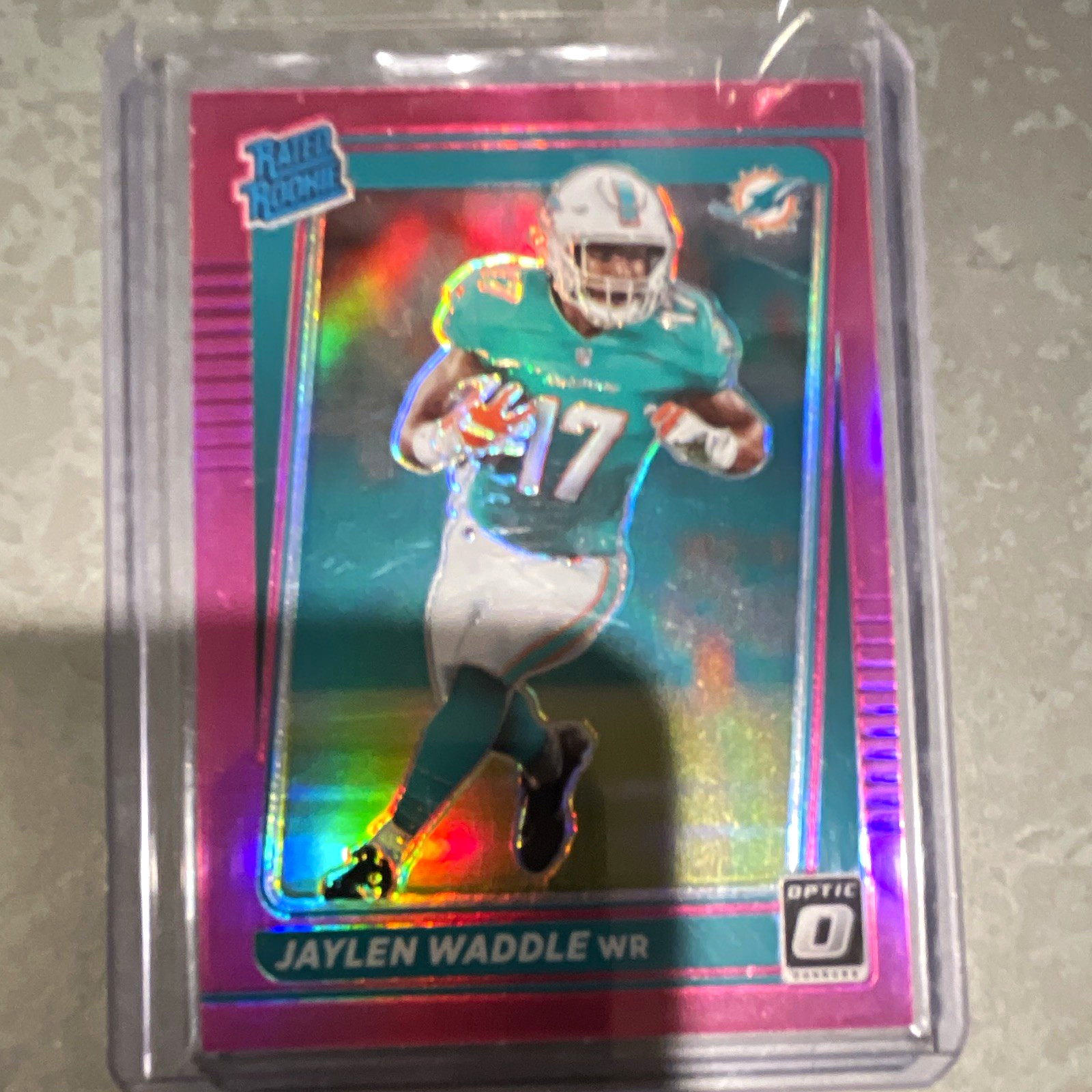 Panini 2021 Donruss Optic Jaylen Waddle Dolphins Rated Rookie Purple #P-263