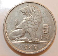 1939 Belgium 5 francs