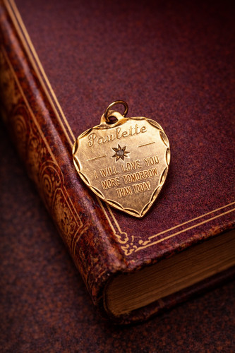 9ct Yellow Gold Heart Pendant shaped with "Paulette I will love you more tomorro