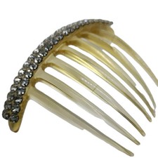 Vintage Rhinestone Clear Celluloid Hair Comb Ornament Accessory