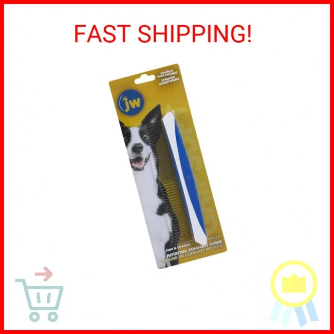 Peine cómodo giratorio JW Pet Company de 8 pulgadas Gripsoft, fino y grueso, gris/amarillo Foto 2 de 2