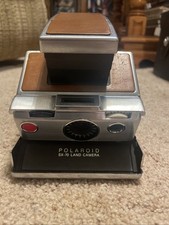 Vintage 1970's Polaroid SX-70 Land Camera Untested Silver And Brown Sold As Is