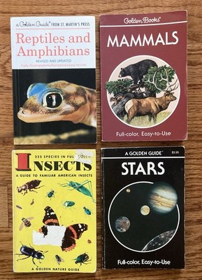 Golden Guide Books Reptiles Amphibians Mammals Insects Stars Lot of 4