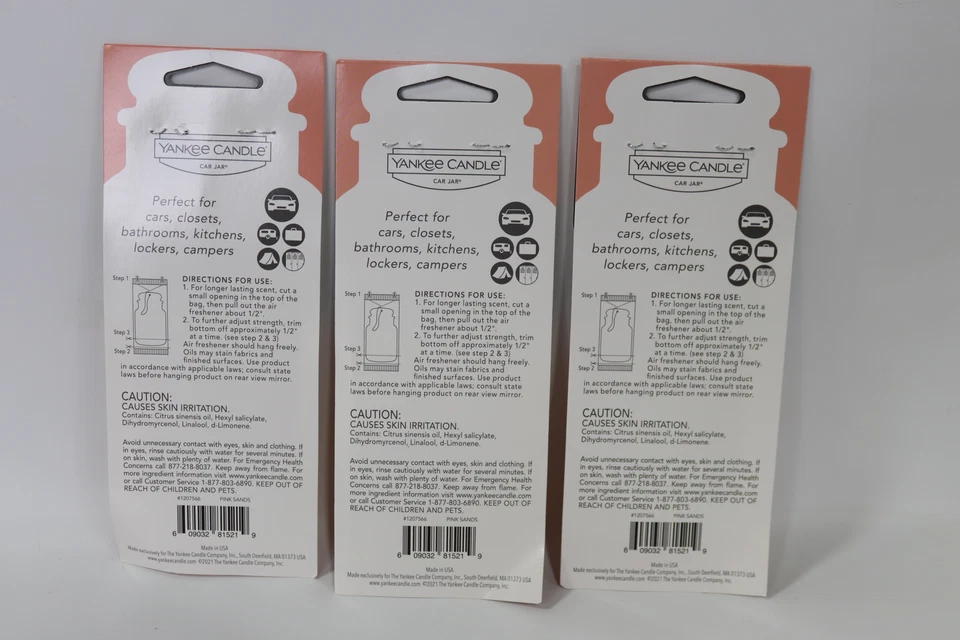 Ambientador colgante Yankee Candle clásico de papel para coche arena rosa (paquete de 3) Foto 4 de 4