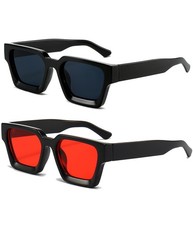 Thick Square Frame Sunglasses for Women Men Fashion Chunky Rectangle Sun Glas...