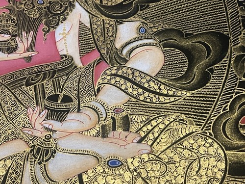 Hand-painted Tibetan Vajrasattva Yab yum Thangka painting Om yoga Buddha - Picture 5 of 8