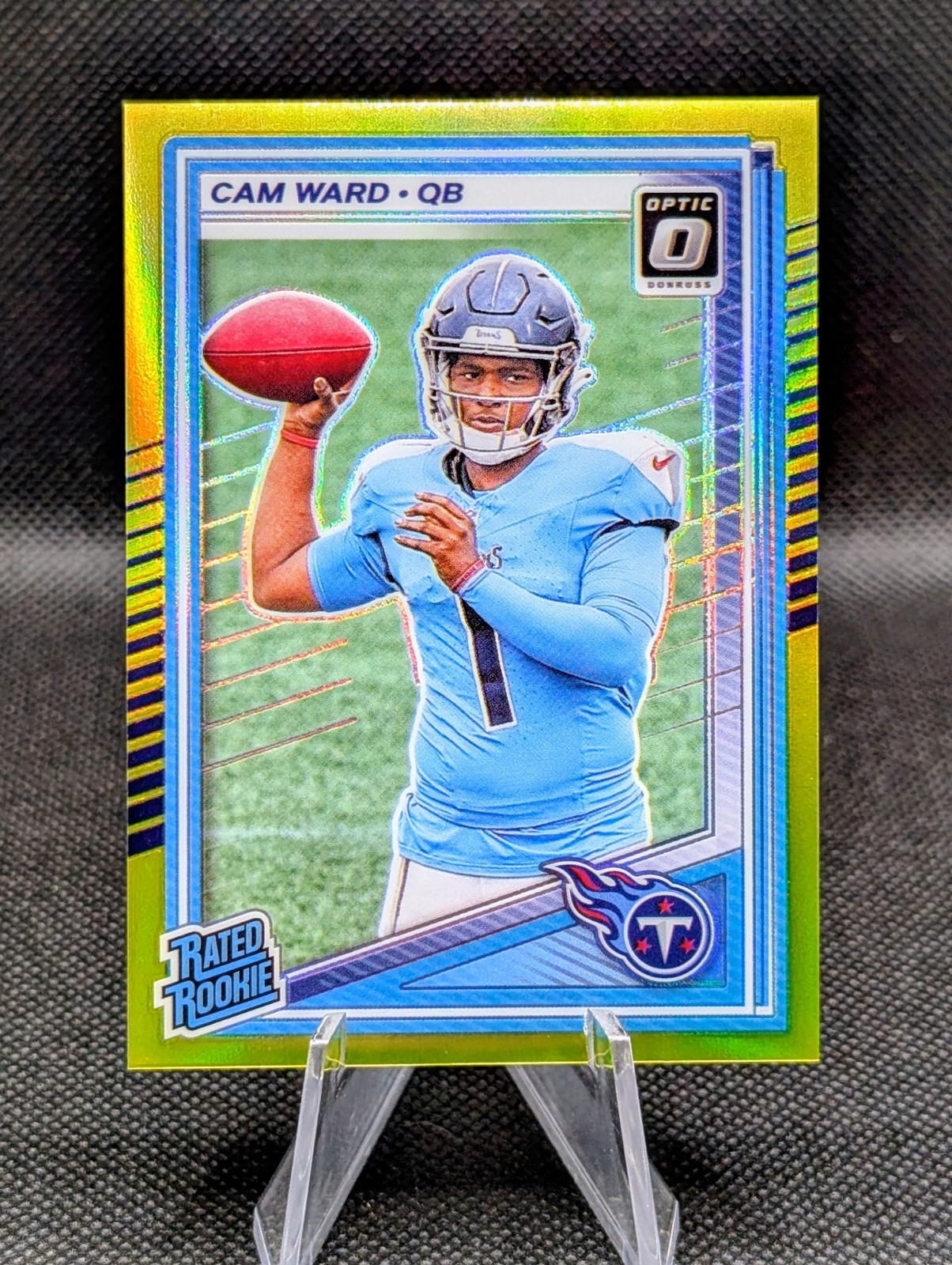 2025 Donruss Optic Cam Ward Rated Rookie #293 Neon Yellow Prizm /15 (RC) Titans