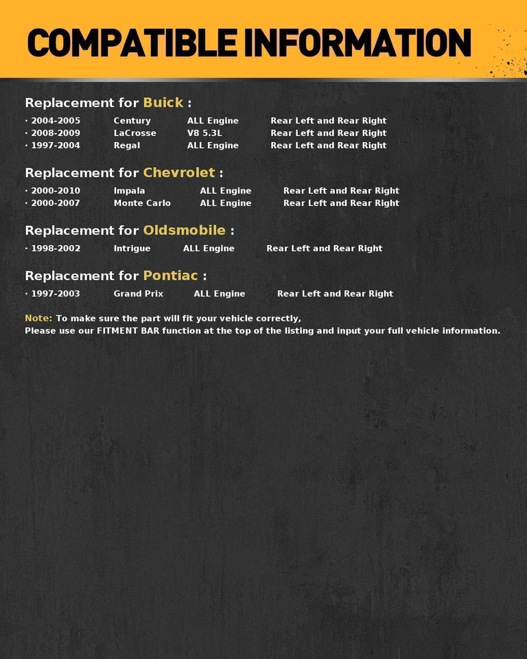 2pcs Calipers & Brackets Rear for Oldsmobile Intrigue; Chevy Impala; Buick Regal - Image 2 of 4
