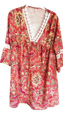 NEW Groovy Summer Tunic Dress Size Large Boho Island Coverup Moana Style