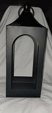 Black Metal Candle Holder Lantern Decorative, Indoor/Outdoor Use 16x5.5 Inches