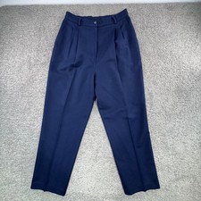 VTG Pendleton Navy Blue 100 Virgin Wool Pleated Tapered Trousers 30x28 USA 10