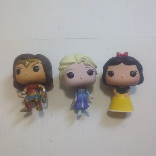 Funko Pop! Loose Lot Of 3 Wonder Woman No Sword - Elsa  Snow White DC Disney Toy