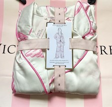 NEW VICTORIA S SECRET Glazed Satin Pajama Set White W/ Pink Angel Wings Size S S