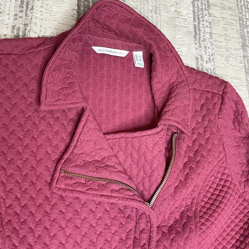 Chaqueta Isaac Mizrahi Live Mujer Grande Acolchada Moto Cremallera Bolsillos Abrigo Texturizado Foto 3 de 4