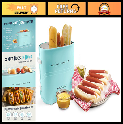 Pop-Up Hot Dog & Bun Toaster with Mini Tongs - Cooks Chicken, Turkey, Sausages