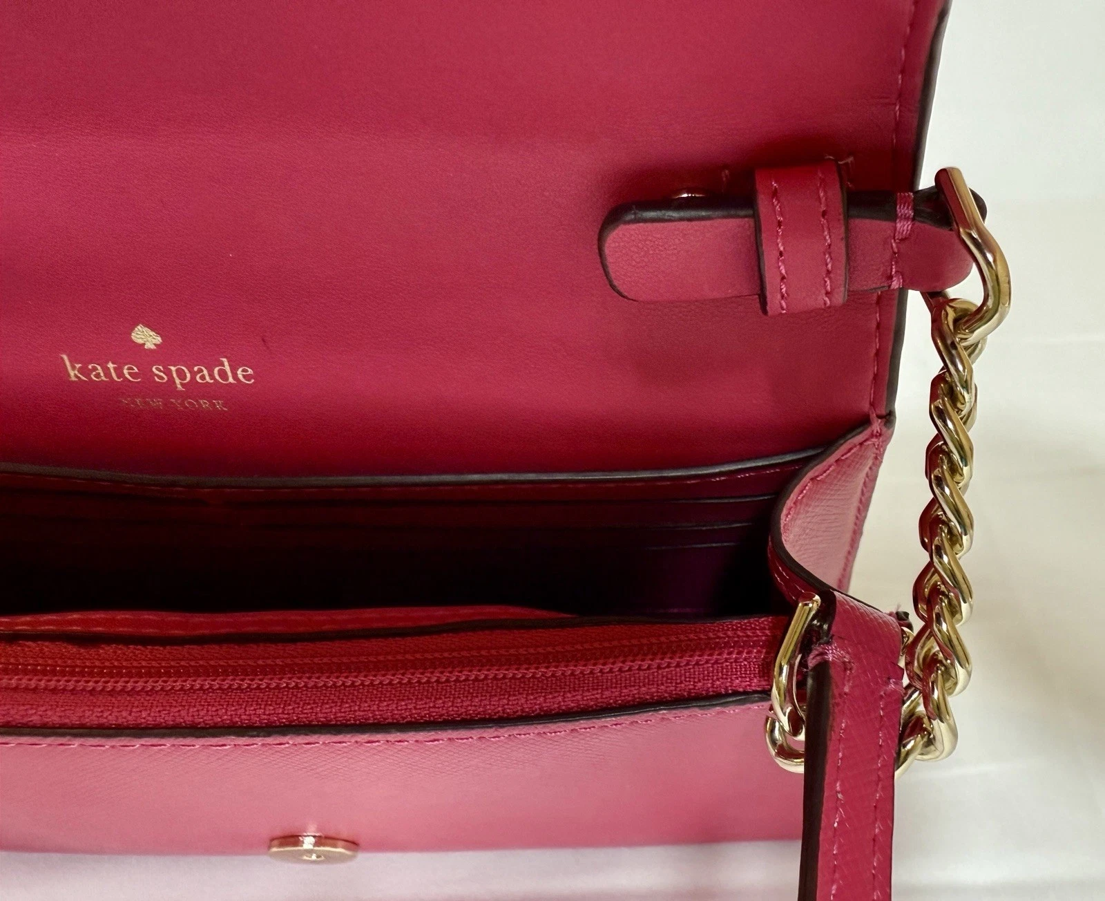 ???NUOVA CON ETICHETTE KATE SPADE ROSA RUBINO Sm Madison Saffiano Ltr XBody Bag pochette R $239