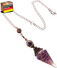 Pendel Set für Wahrsagen Reiki und Meditation - Amethyst Kegel Anhänger, 32 cm