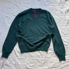 vtg knit v-neck sweater mens XL made in usa birdseye academia multicolor