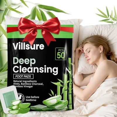 Villsure Deep Cleansing 50 Bamboo Foot Pads - Improve Sleep & Body Detox
