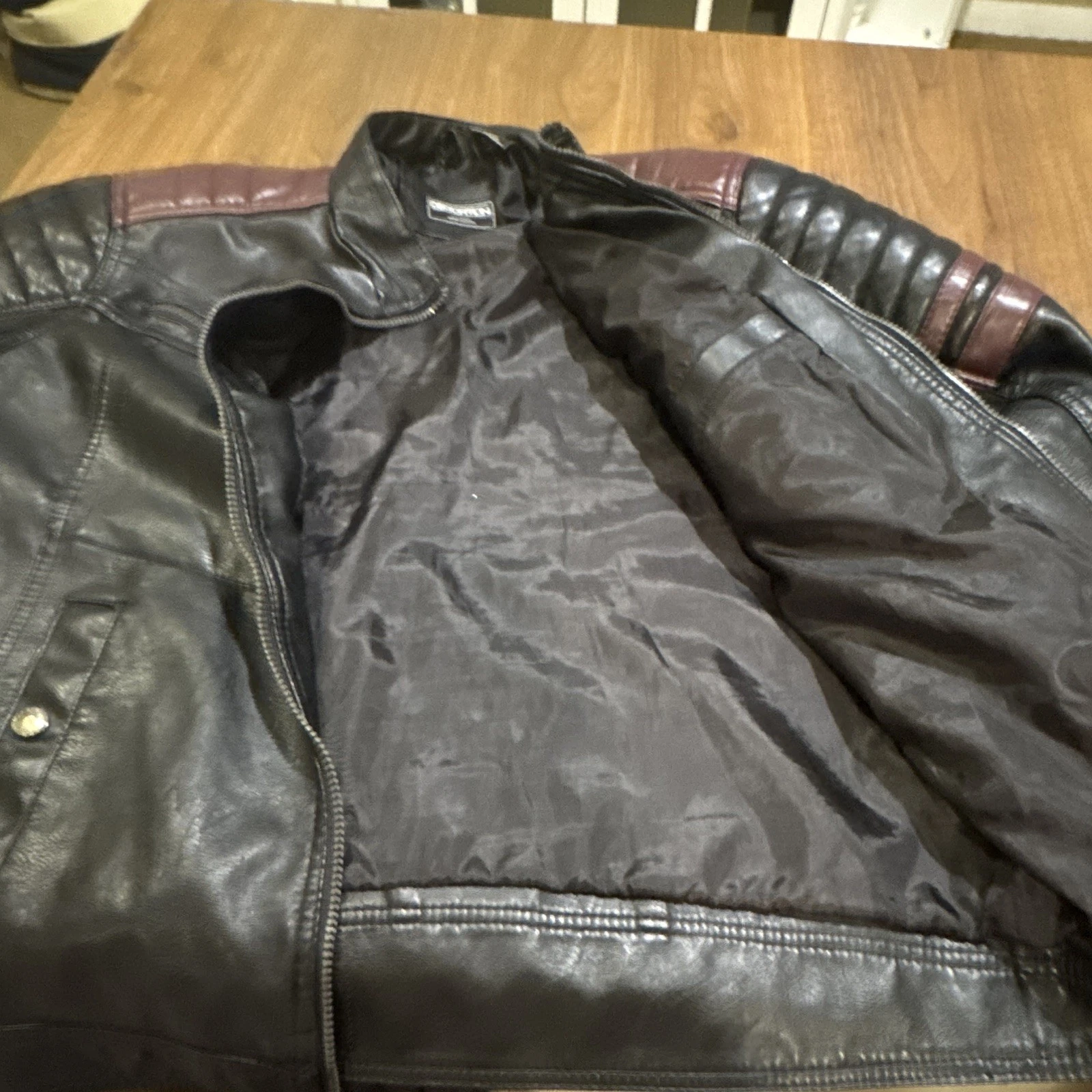 Soft Retro Distortion Black Men's L Zip Biker Jacket  Pockets Short Solid image 5