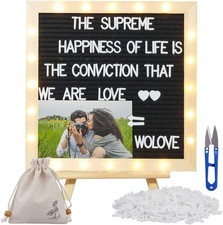 Black Felt Letter Board with Lights, Built-in LED Lights -Message Board Adjus