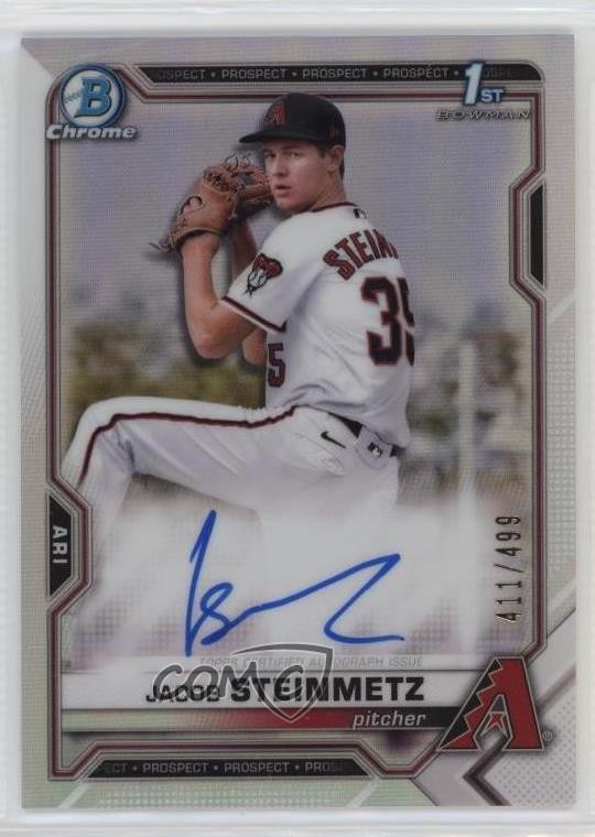 2021 Bowman Draft Chrome Pick Refractor /499 Jacob Steinmetz #CDA-JS Auto 0e3u