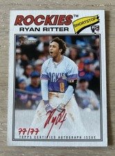 2026 Topps Heritage Real One Red Ink Ryan Ritter RC #ROA-RR Rockies /77