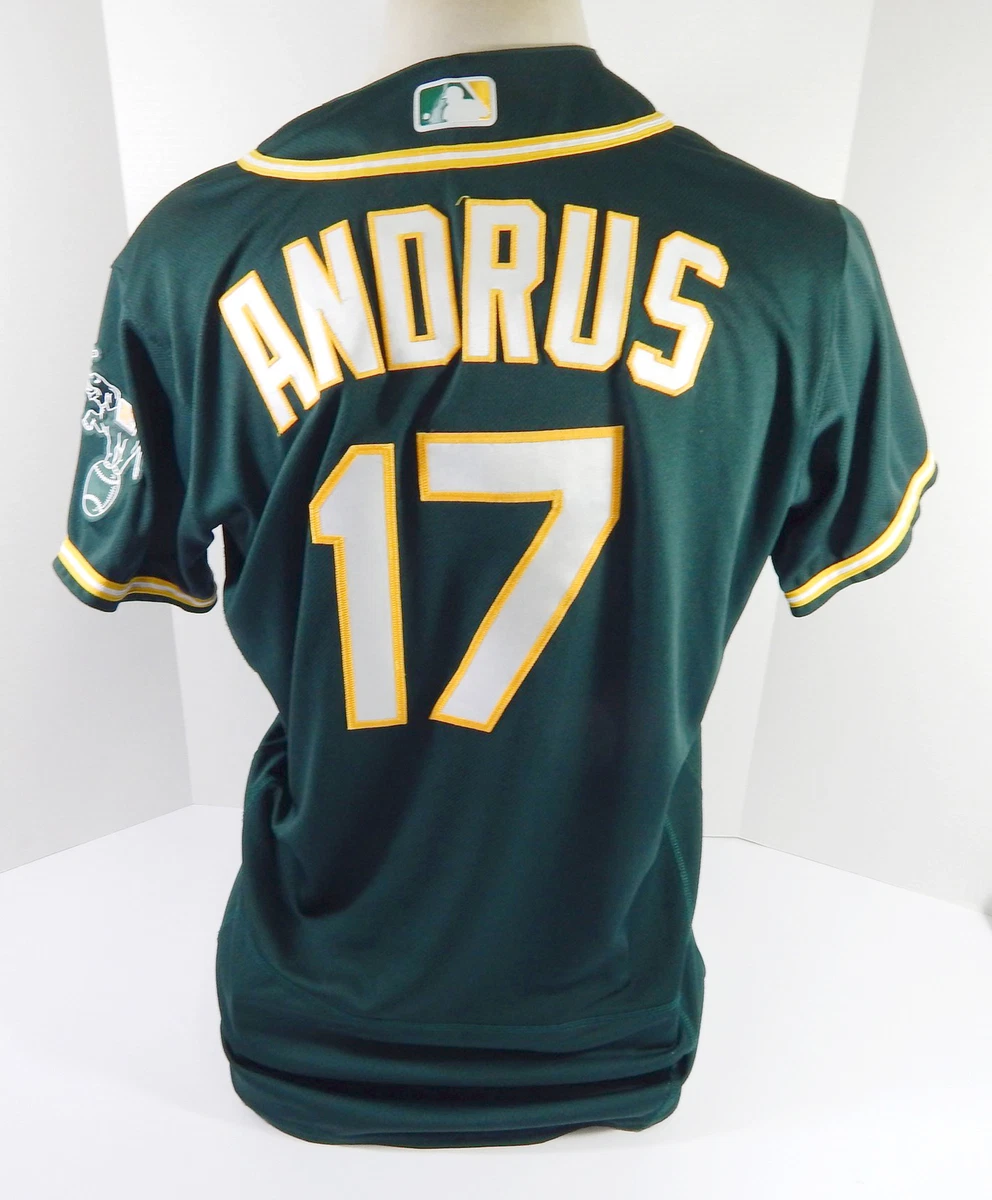 2021 Oakland Athletics Elvis Andrus #17 Game Used Green Jersey 2 Game RBI  Single