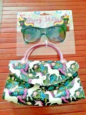 Sunglasses UNICORN THEME with Purse Set - Black Frame Only - YOUNG Girls size