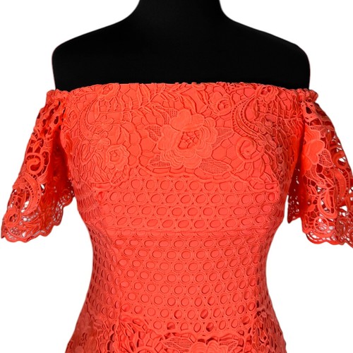 Ralph Lauren Women's Dress Coral Floral Crochet Stretch Spring Vacation Party 6 - Picture 4 of 11