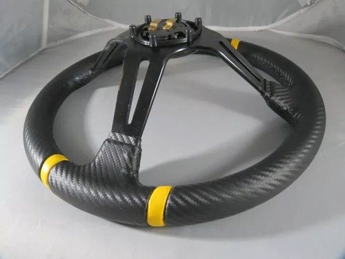 VOLANTE CALICE NERO CARBONIO TUNING SPORTIVO UNIVERSALE RALLY SPORT GARE RADUNI - Foto 5 di 8