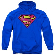SUPERMAN ACTION SHIELD Licensed Adult Hooded Sweatshirt Hoodie SM-3XL