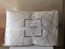 Pottery Barn PB Teen Metallic White/Gold Comforter Modern Sleek NEW Twin/Twin XL