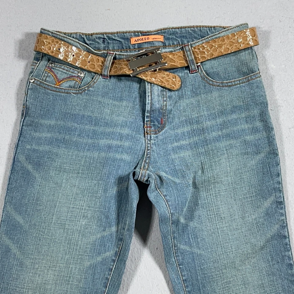 Cinturón de piel de serpiente vintage Apollo Jeans para mujer talla 6 lavado ácido corte boot Y2K 30x31 Foto 2 de 4