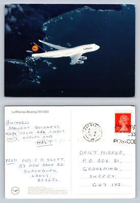 Lufthansa Boeing 747-400 Postcard Vintage Airplane Aviation Aviation  History
