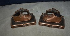 Antique Pair of Bronze Copper Baby Shoe Bootie Book Ends - Fine Details