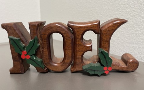 Vintage Christmas Noel Wood 70’s GrannyCor 7in VGC
