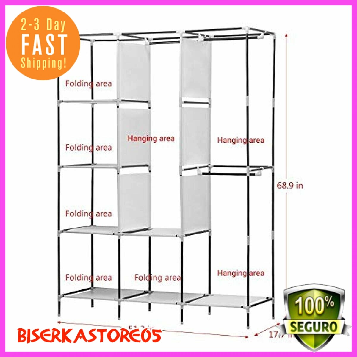 Closet armable portatil-entrepaños armario organizador ropa telacolor blueul Closet armable portatil-entrepaños armario organizador ropa telacolor blueul